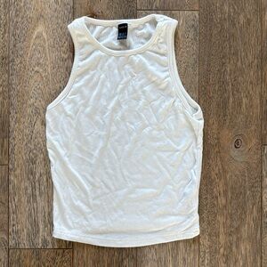 Soft White Sleeveless Ribbed Top Xs
